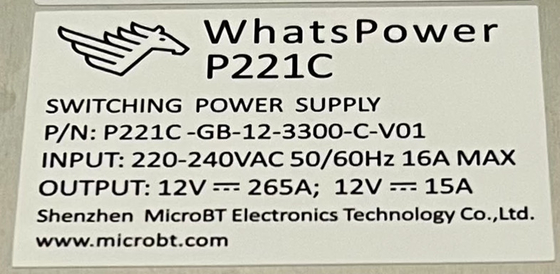 منبع تغذیه Whatspower P221C برای Whatsminer M30s M31s M32
