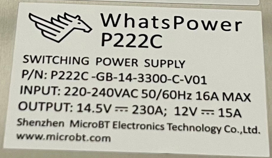 منبع تغذیه Whatspower P222C برای Whatsminer M30s M31s M32