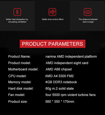 AMD Note A4 5300 FM2 Mining Rig Frame 8 Gpu 4GB DDR3 Notebook Memory